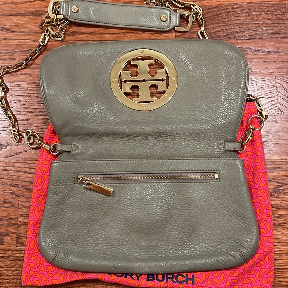 Tory Burch crossbody - tan/gray and gold - Picture 2 of 5